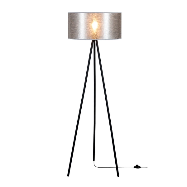 Lampa podłogowa Nevoa 1xE27 maks. 40W Czarny metal/Czarny kabel PCV/Srebrny klosz z tkaniny 151930104
