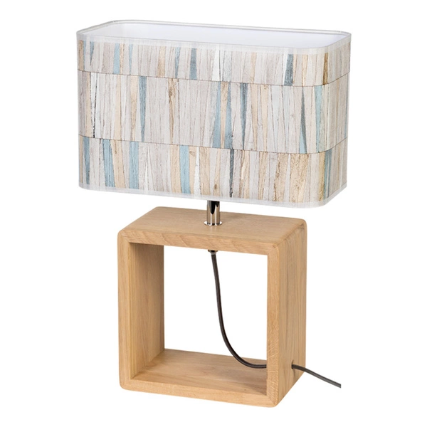 Malo Table Lamp 1xE27 Max.25W Oiled Oak/Anthracite Fabric Cable/Multicolor Wallpaper 7707174