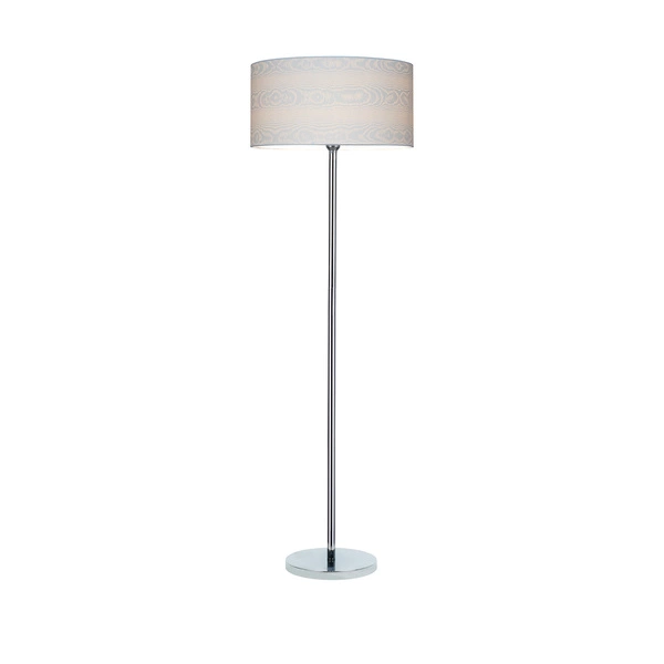 Leila Floor Lamp 1xE27 Max.60W Chrome Metal/Transparent PVC Cable/Multicolor Paper+PCV Shade with Wood pattern 6652028