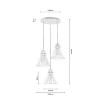 Serena Pendant Lamp 3xE27 Max.60W Oiled Oak/Black PVC Cable/Brown Glass 9743374