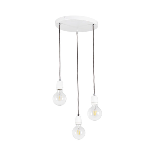 Porcia Pendant Lamp 3xE27 Max.60W White Metal/White Ceramics/Anthracite Fabric Cable 9181302R