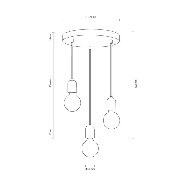 Amory Pendant Lamp 3xE27 Max.60W Gray Concrete/Black-White Fabric Cable 9774336R