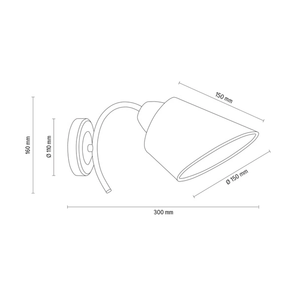 Mette Wall Lamp 1xE27 Max.40W Satin Metal/White Fabric Shade 8341127