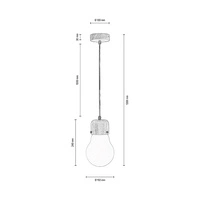 Bulb Wood Pendant Lamp 1xE27 Max.60W Oiled Oak/Transparent PVC Cable/White Glass 2811174