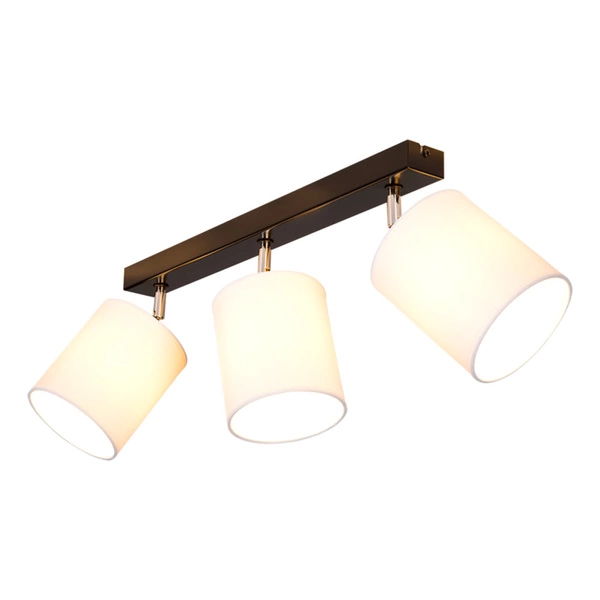 Aprillia Ceiling Lamp 3xE27 Max.25W Black Metal/Chrome Metal/White Fabric Shade 56744304