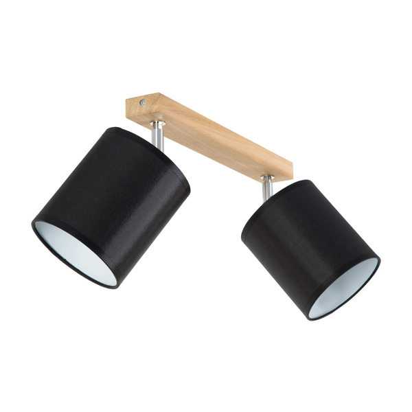 Aprillia Ceiling Lamp 2xE27 Max.25W Oiled Oak/Black Fabric Shade 56746274