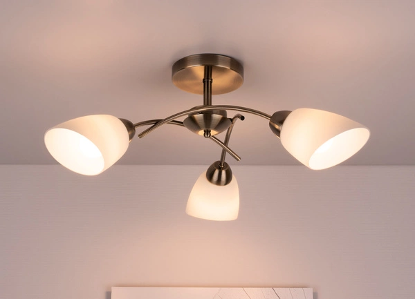 Viletta Ceiling Lamp 3xE27 Max.60W Patina Metal/White Glass 8141311