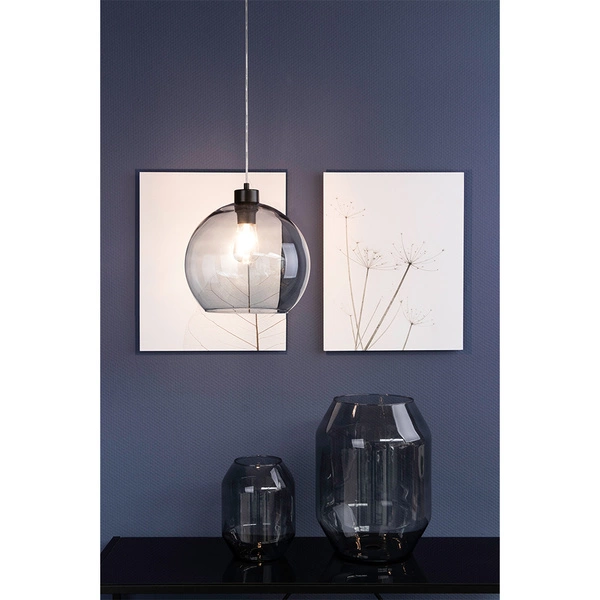 Lampa Wisząca Laguna 1xE27 Max.60W Czarny Metal/Przezroczysty Kabel PCV/Szkło Dymne 18620104