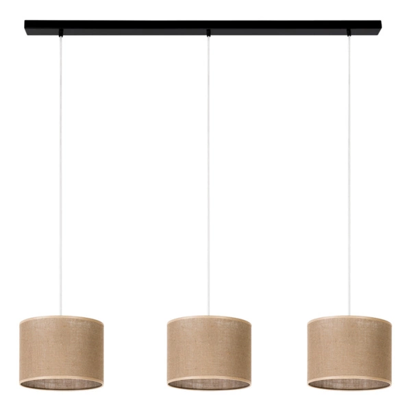Jute Hanging Lamp 3xE27 Max.40W Black/Transparent/PVC/Beige 16910304