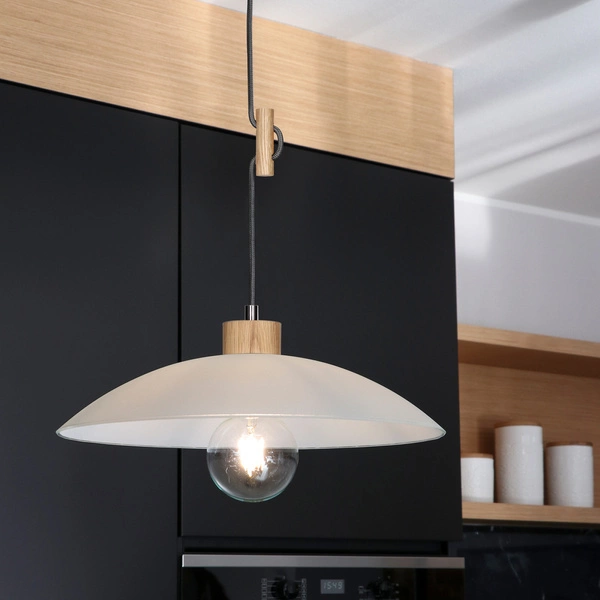 Jona Pendant Lamp 1xE27 Max.60W Oiled Oak/Anthracite/Braided/White 1408174
