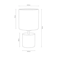 Mocna okrągła lampa stołowa 1xE27 maks. 25W szary beton/czarny kabel PVC/biały klosz z tkaniny 6091936