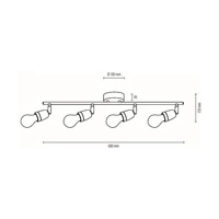 Porcia Ceiling Lamp 4xE27 Max.25W Black Metal/Gold Metal/Black Ceramics 8127404