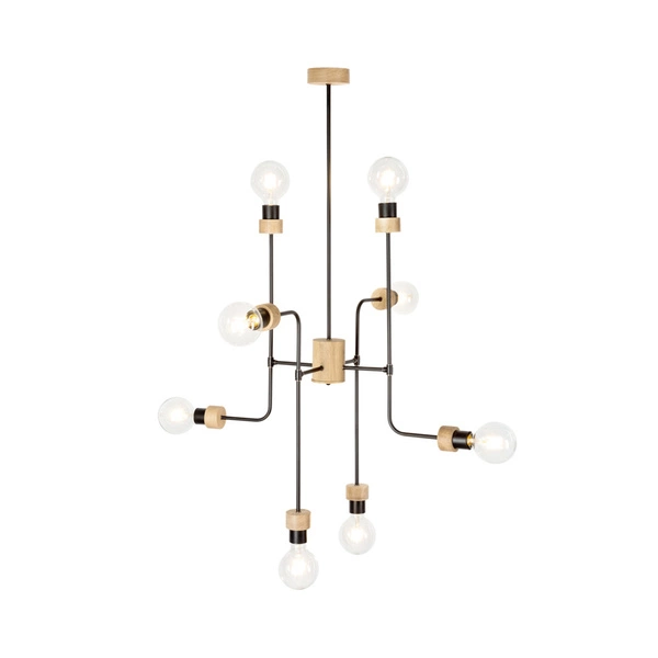 Montix Ceiling Lamp 8xE27 Max.40W Oiled Oak/Black Metal 9244874