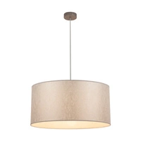 Lampa Wisząca Prata 1xE27 Max.60W Szary Metal/Przezroczysty Kabel PCV/Srebrny Klosz Tkaniny 957280227