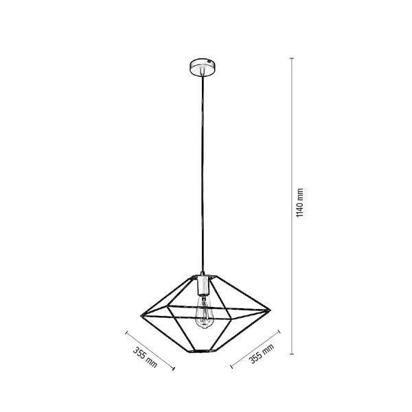 Gaia Pendant Lamp 1xE27 Max.60W Black Metal/Black PVC Cable 1840104