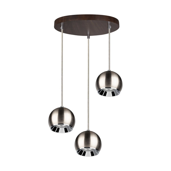 Ball Wood Pendant Lamp Incl. 3xLED GU10 5W Walnut Beech Wood/Satin Metal 5141376R