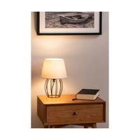 Lampa stołowa Merano 1xE27 maks. 25W Czarny metal/czarny kabel PCV/szary klosz z tkaniny 7565104