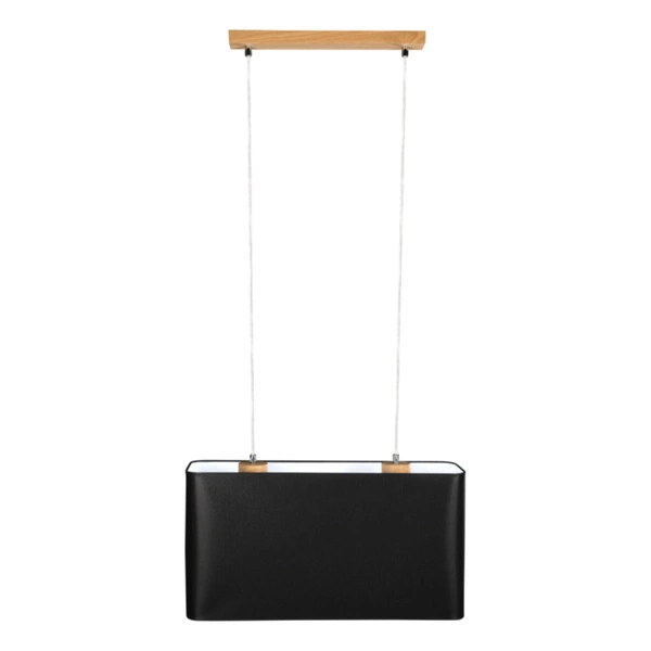 Cadre Pendant Lamp 2xE27 Max.40W Oiled Oak/Transparent PVC Cable/Black Fabric Shade 872030274