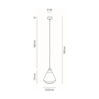 Mistral Pendant Lamp 1xE27 Max.60W Black Metal/Transparent PVC Cable/Gold-Transparent Glass 15820104
