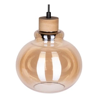 Serena Pendant Lamp 3xE27 Max.60W Oiled Oak/Black PVC Cable/Brown Glass 9741374