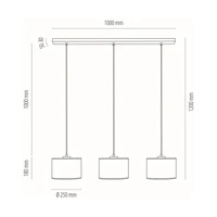 Dove Pendant Lamp 3xE27 Max.40W Chrome Metal/Transparent PVC Cable/White Fabric Shade 15380328