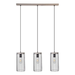 Timeo Pendant Lamp 3xE27 Max.60W Stained Pine Gray/Black PVC Cable/Black Metal 195109357