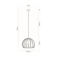 Coop Pendant Lamp 1xE27 Max.60W Oiled Oak/Black Metal/Black PVC Cable 1882974