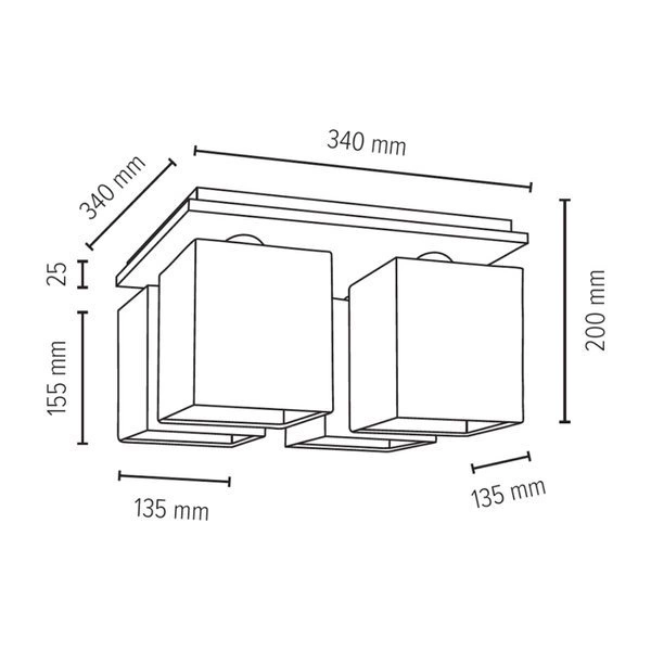 Rivoli Ceiling Lamp 4xE27 Max.25W Chrome/White 8582428_SL
