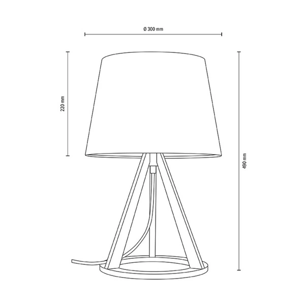 Konan Table Lamp 1xE27 Max.25W Oiled Oak/Anthracite Fabric Cable/White Fabric Shade 6511174