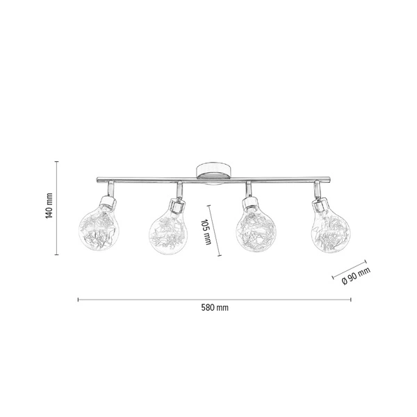 Bulbs Ceiling Lamp Incl. 4xG9 Max.28W Chrome Metal/Transparent Glass 2507428