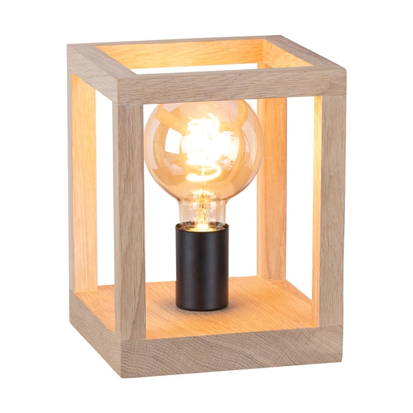 Kago Table Lamp 1xE27 Max.60W Oiled Oak/Black Metal/Black Fabric Cable 7154174