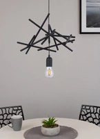 Glenn Pendant Lamp 1xE27 Max.60W Black Metal/Black PVC Cable 9222104