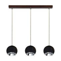 Ball Wood Pendant Lamp Incl. 3xLED GU10 5W Walnut Beech Wood/Black Metal 5143376