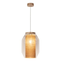 Vaso Jute Pendant Lamp 1xE27 Max.15W LED Oiled Oak/Transparent PVC/Transparent/Beige 179010174