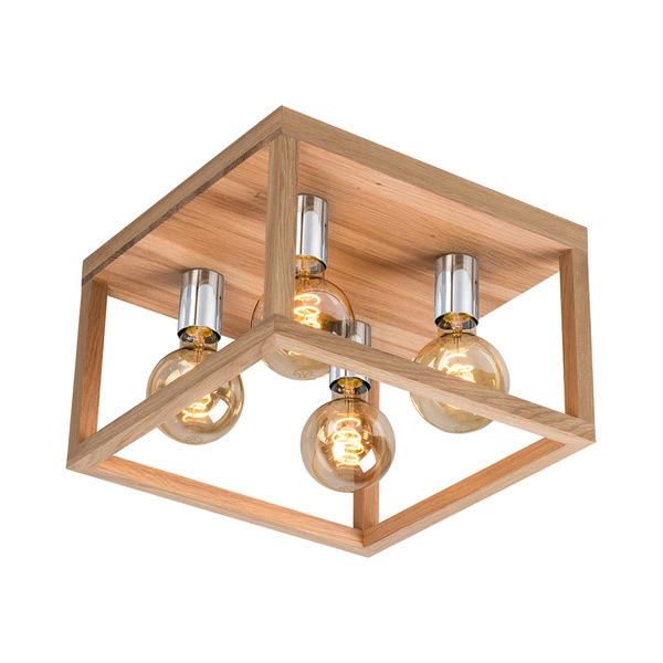 Kago Ceiling Lamp 4xE27 Max.60W Oiled Oak/Chrome 9158474