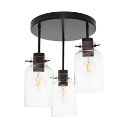 Alessandro Ceiling Lamp 3xE27 Max.60W Walnut Beech Wood/Black Metal/Transparent Glass 4030419020867
