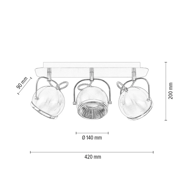 Ball Ceiling Lamp Incl. 3xGU10 LED 6W Satin Metal 5009387