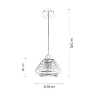 Bali Pendant Lamp 1xE27 Max.60W Chrome Metal/Transparent PVC Cable/Brown Glass 1198128