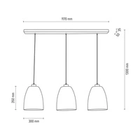 Lampa Wisząca Asmara 3xE27 Max.60W Dąb Olejowany/Czarny Metal/Czarny Kabel PCV/Szkło Dymne 5500032