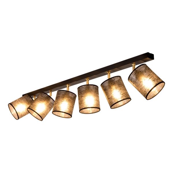 Lampa Sufitowa Nevoa 6xE27 Max.25W Czarny Metal/Złoty Metal/Czarny Klosz Tkaniny 56392604