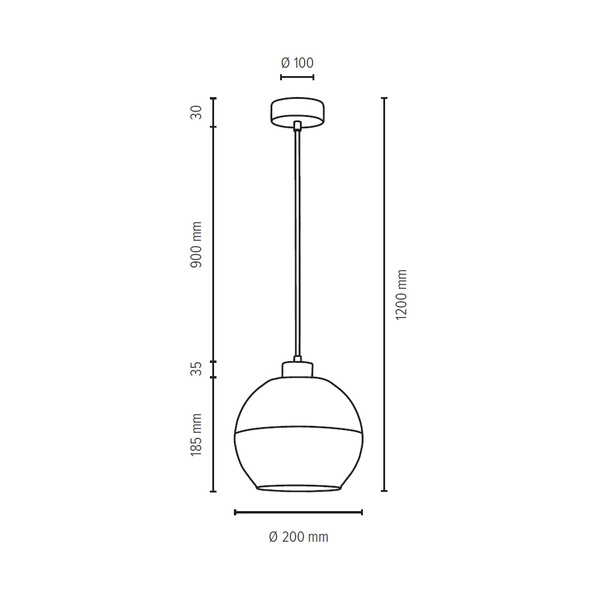 Linea Pendant Lamp 1xE27 Max.60W Walnut/Transparent/Frosted