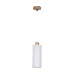 Zefir Pendant Lamp 1xE27 Max.60W Oiled Oak/Transparent PVC Cable/White Glass