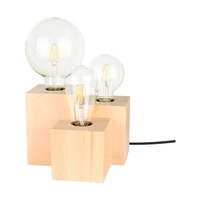 Okrągła lampa stołowa Vincent 3xE27 maks. 15W drewno brzozowe/kabel z czarnej tkaniny 2276360