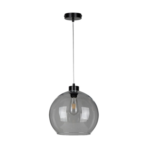 Canberra Pendant Lamp 1xE27 Max.60W Black Metal/Transparent PVC Cable/Smoked Glass 5500055