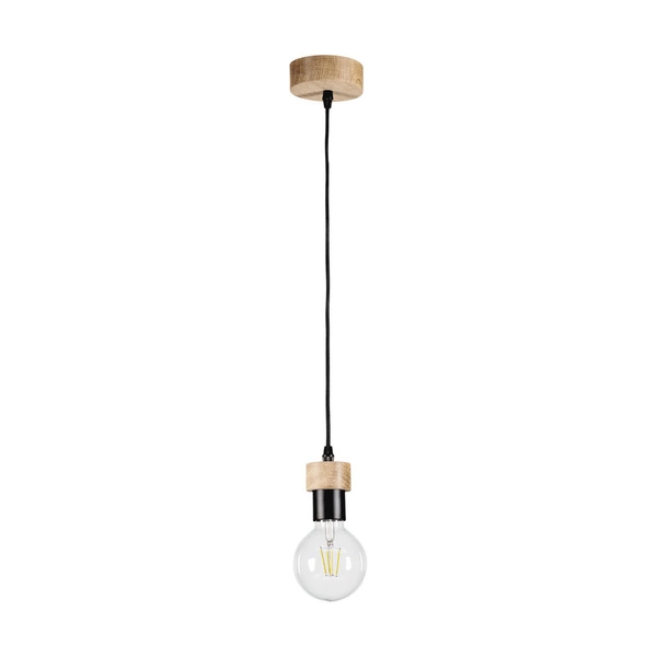 Clarte Wood Pendant Lamp 1xE27 Max.60W Oiled Oak/Black Metal/Black Fabric Cable 3274174