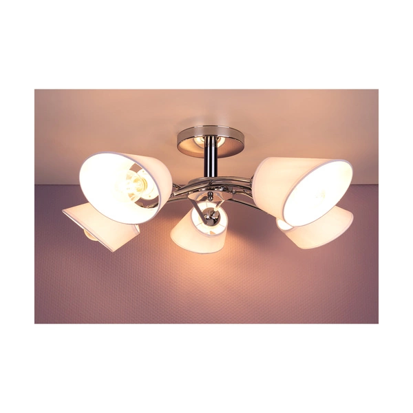 Mette Ceiling Lamp 5xE27 Max.40W Chrome Metal/White Fabric Shade 8341528