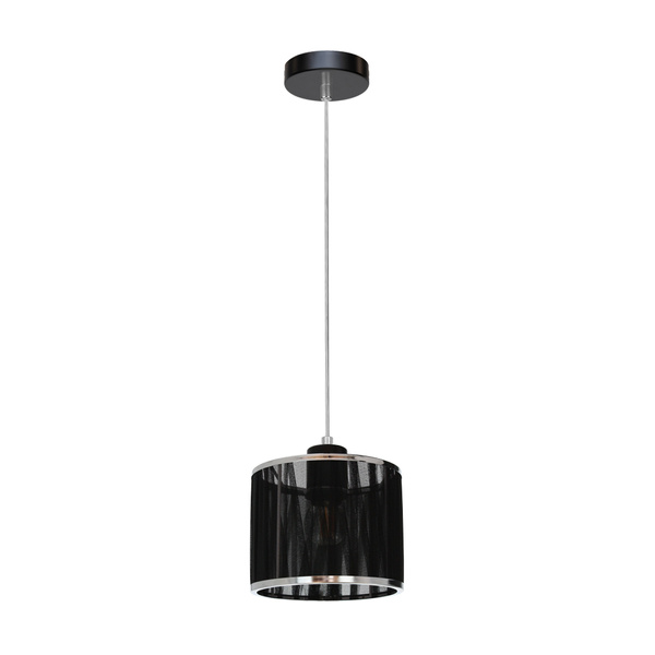 Anina Pendant Lamp 1xE14 Max.25W Black Metal/Transparent PVC Cable/Black-Chrome Shade