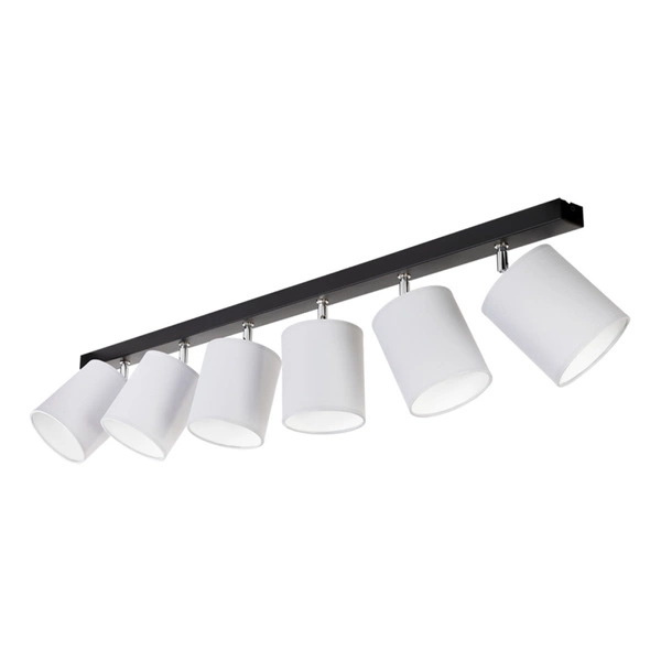 Aprillia Ceiling Lamp 6xE27 Max.25W Black Metal/Chrome Metal/Gray Fabric Shade 56745604