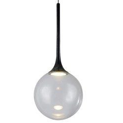 Ballare Pendant Lamp Incl. 1xLED Integrated 1200lm 2700K 15W Metal Black/Black PVC Cable/Transparent Glass