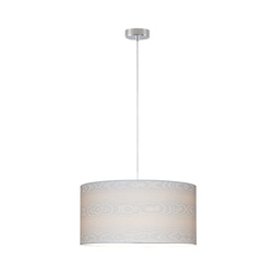 Leila Pendant Lamp 1xE27 Max.60W Chrome Metal/Transparent PVC Cable/Multicolor Paper+PCV Shade with Wood pattern